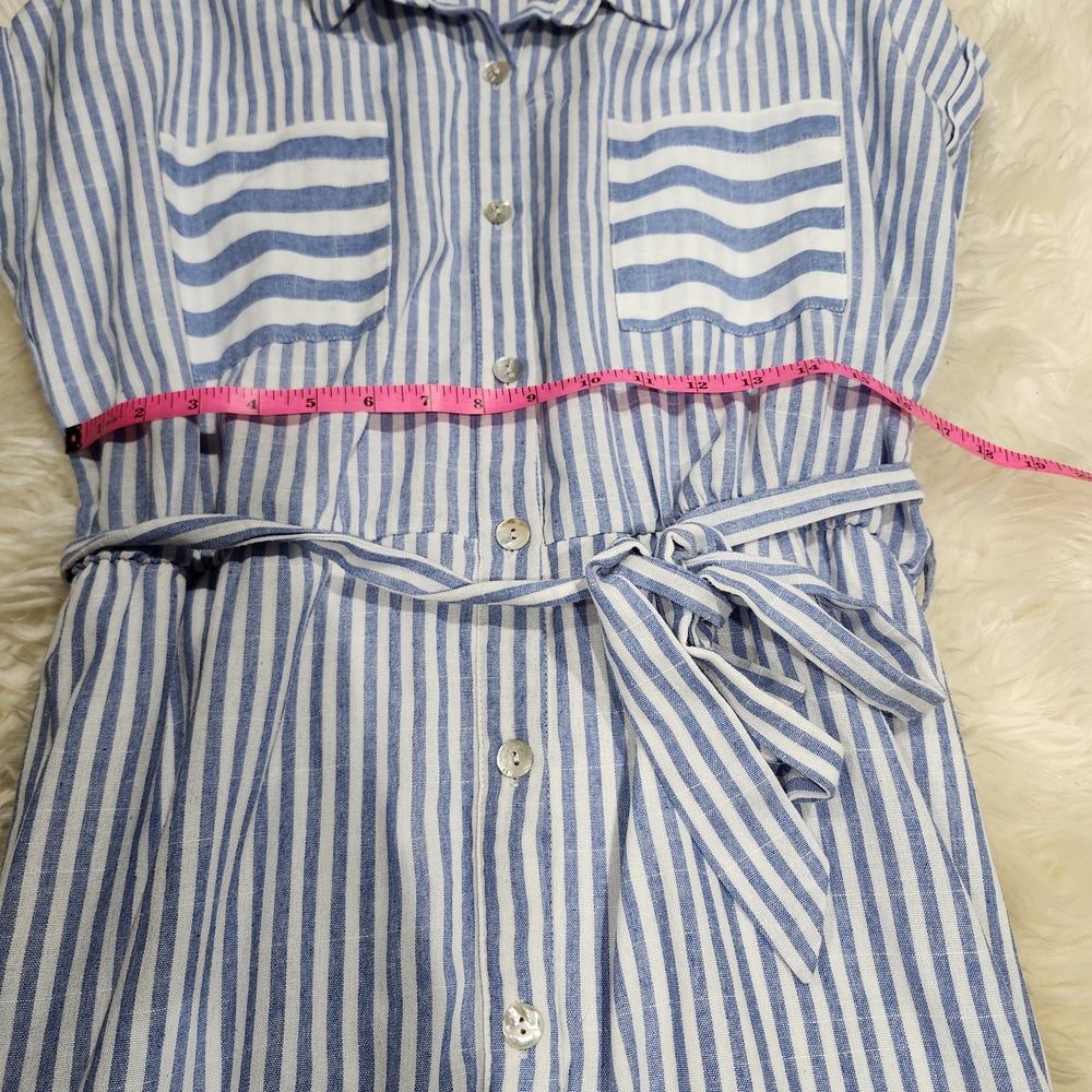 Molly Bracken Blue & White Striped Midi Shirt Dress - Picture 2 of 5
